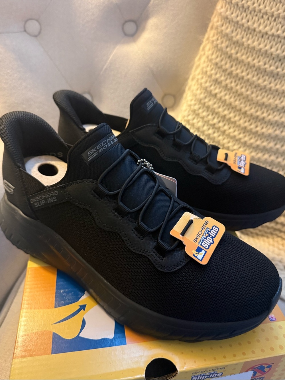 Skechers Men's Black Vegan Machine Washable Slip-On Sneakers
